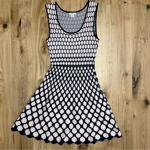 Bar III Black and Pink Geometric Knit Sleeveless Mini/Midi Dress above the knee